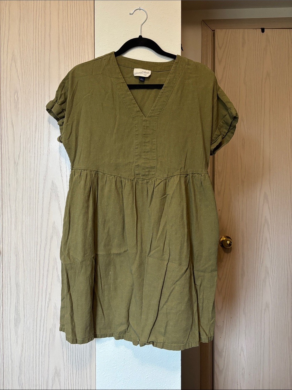 Universal Thread Olive V-Neck Linen dress